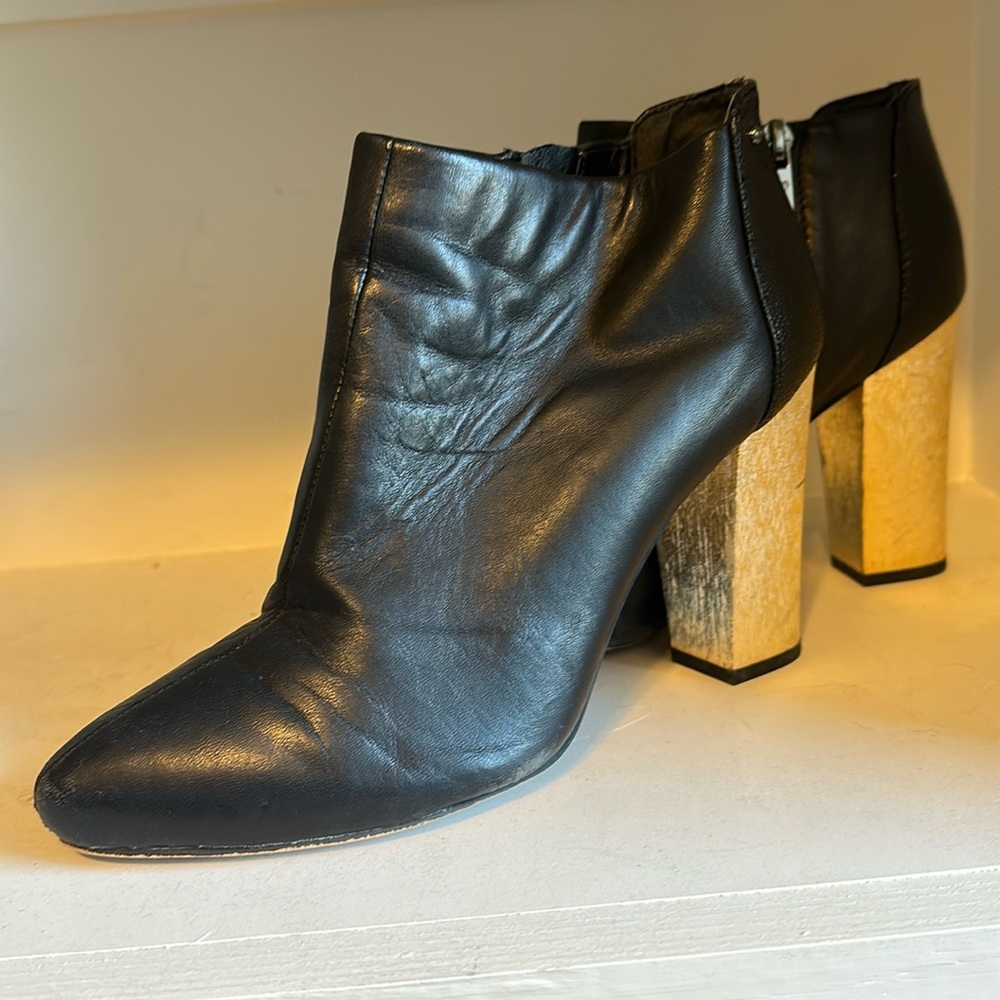 Sam Edelman Circus Gold Heel Black Booties